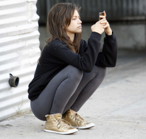Zendaya chills for an interview outside of the dance studio